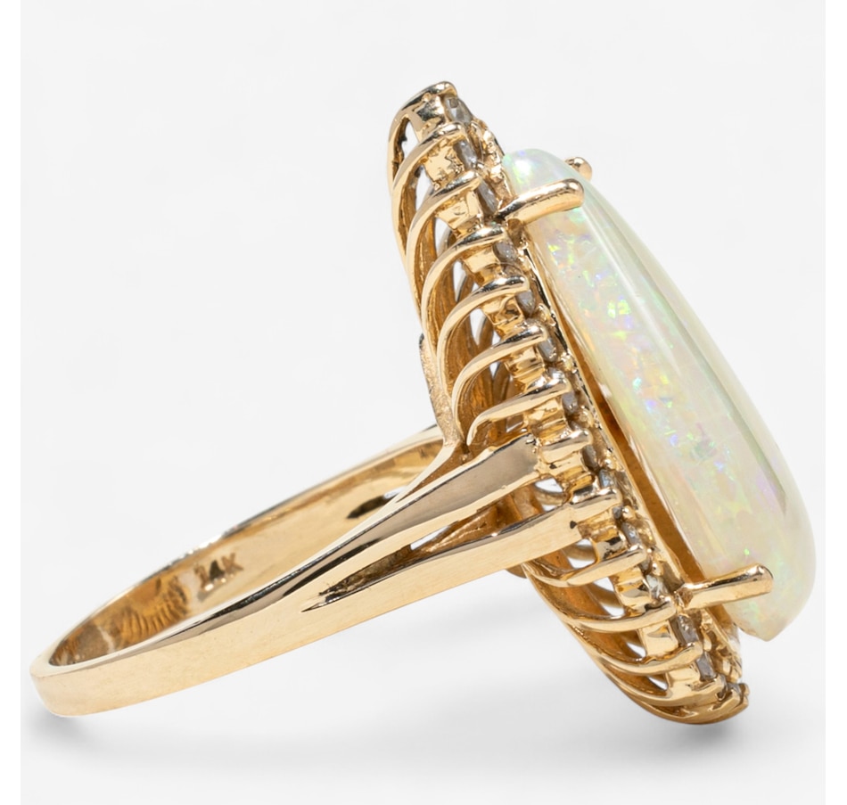 Image 747436_ALTMORE2.jpg, Product 747-436 / Price $4,295.00, 14K Yellow Gold 11.70CT Pear Shaped Opal and Diamond Ring from Estate Originals on TSC.ca's Jewellery department