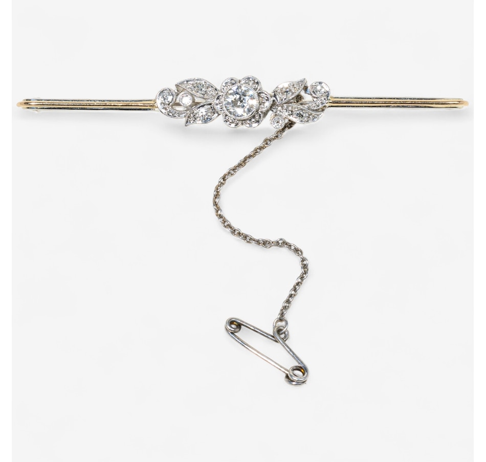 Image 747439.jpg, Product 747-439 / Price $3,295.00, 14K White and Yellow Gold Antique Old European Cut Diamond Bar Pin from Estate Originals on TSC.ca's Jewellery department
