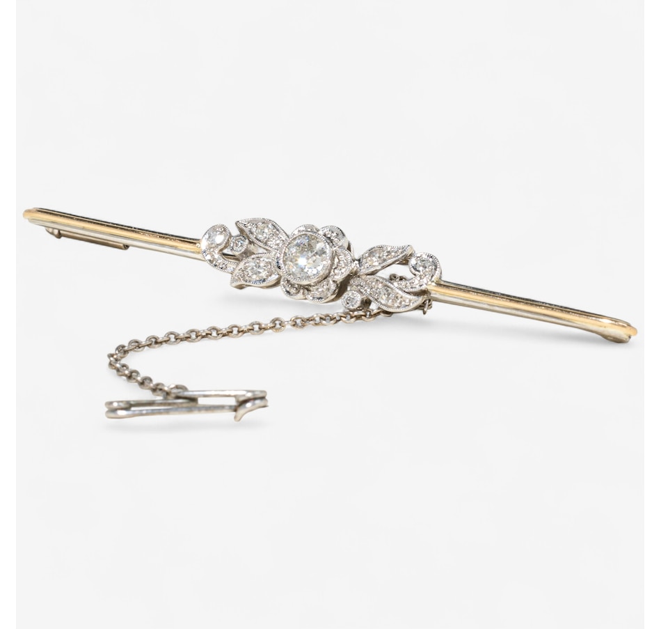 Image 747439_ALTMORE2.jpg, Product 747-439 / Price $3,295.00, 14K White and Yellow Gold Antique Old European Cut Diamond Bar Pin from Estate Originals on TSC.ca's Jewellery department