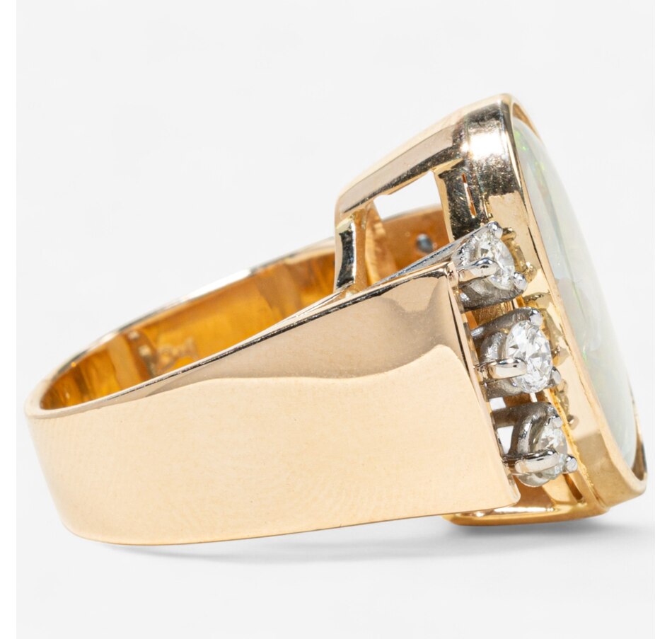 Image 747441_ALTMORE2.jpg, Product 747-441 / Price $5,495.00, 18K Yellow and White Gold Oval Opal and Diamond Ring from Estate Originals on TSC.ca's Jewellery department