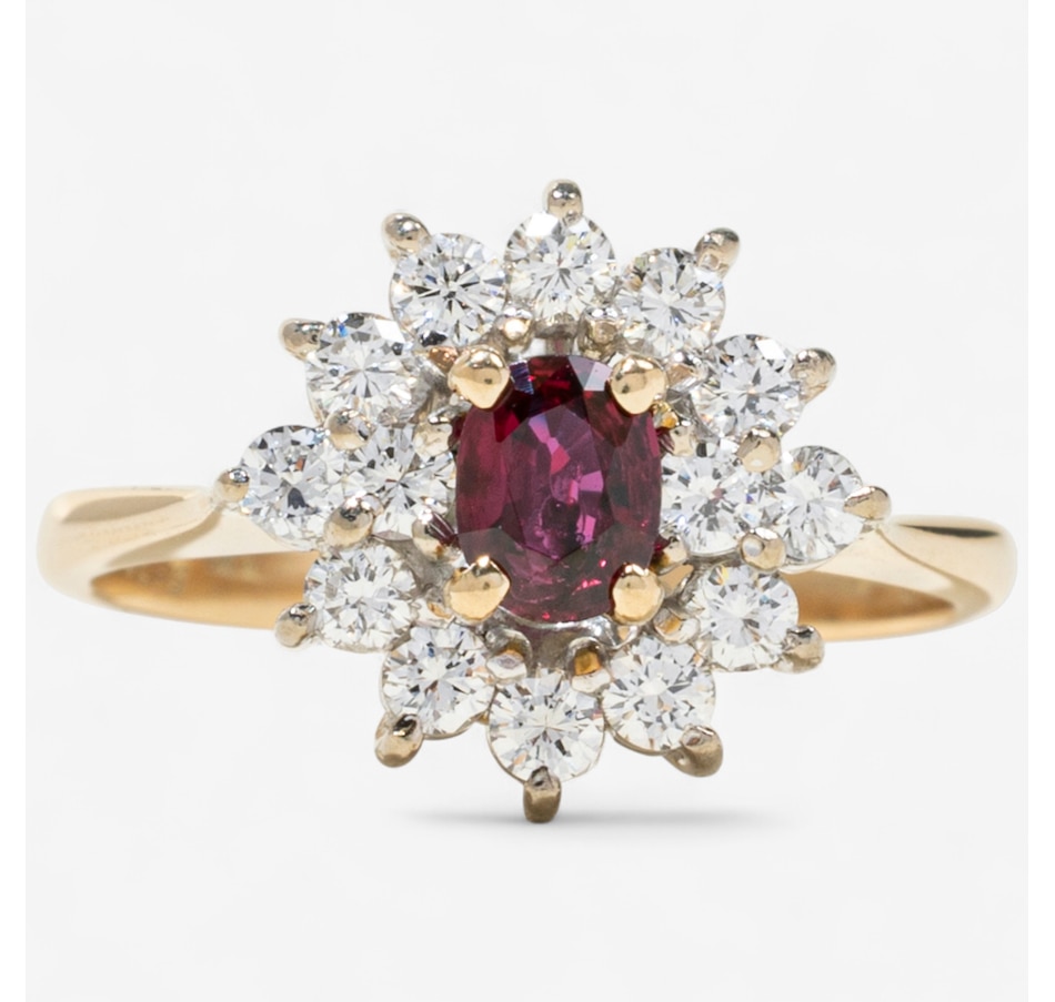 Image 747443.jpg, Product 747-443 / Price $2,195.00, 14K Yellow and White Gold Ruby and Diamond Cluster Ring from Estate Originals on TSC.ca's Jewellery department