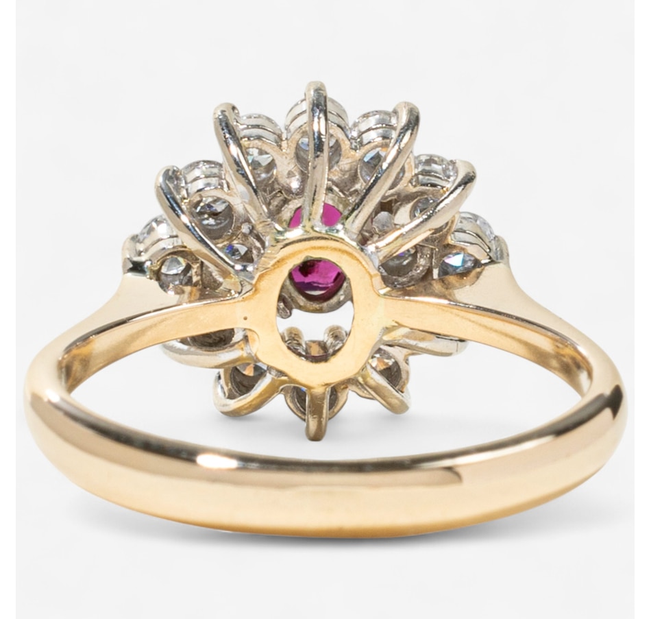Image 747443_ALTMORE3.jpg, Product 747-443 / Price $2,195.00, 14K Yellow and White Gold Ruby and Diamond Cluster Ring from Estate Originals on TSC.ca's Jewellery department