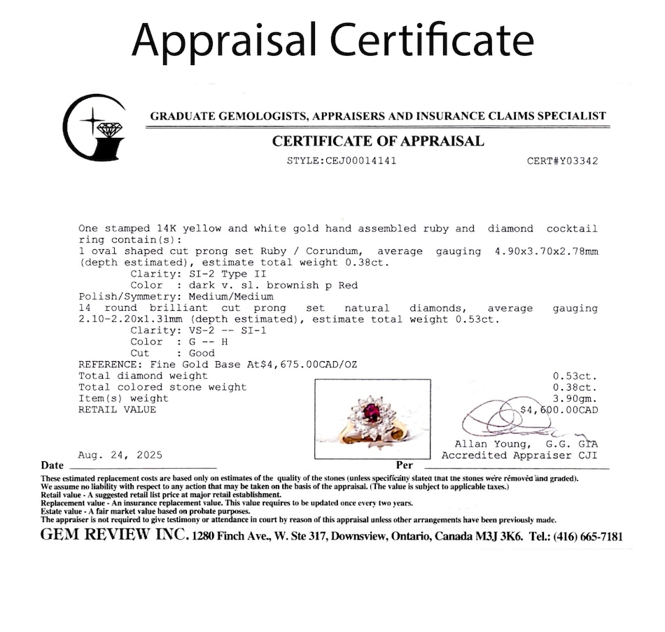 Image 747443_ALTMORE4.jpg, Product 747-443 / Price $2,195.00, 14K Yellow and White Gold Ruby and Diamond Cluster Ring from Estate Originals on TSC.ca's Jewellery department