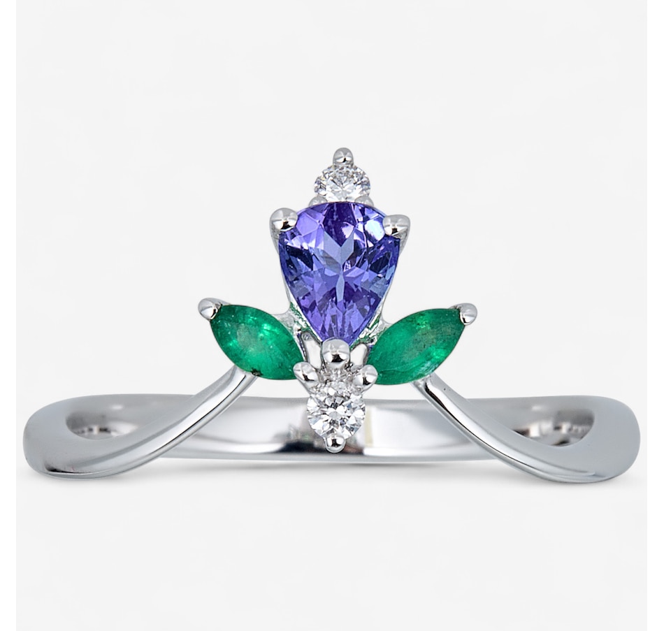 Image 747463.jpg, Product 747-463 / Price $949.99, Cirari 14K White Gold Tanzanite, Emerald & Diamond Ring from Cirari on TSC.ca's Jewellery department