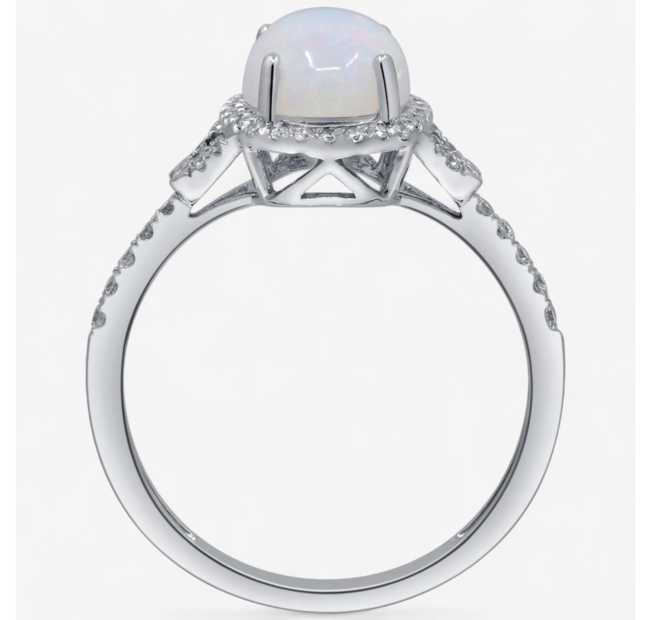 Image 747494_ALTMORE2.jpg, Product 747-494 / Price $1,079.99, 10K White Gold Oval Shape Ethiopian Opal & Diamond Halo Ring from The Vault on TSC.ca's Jewellery department