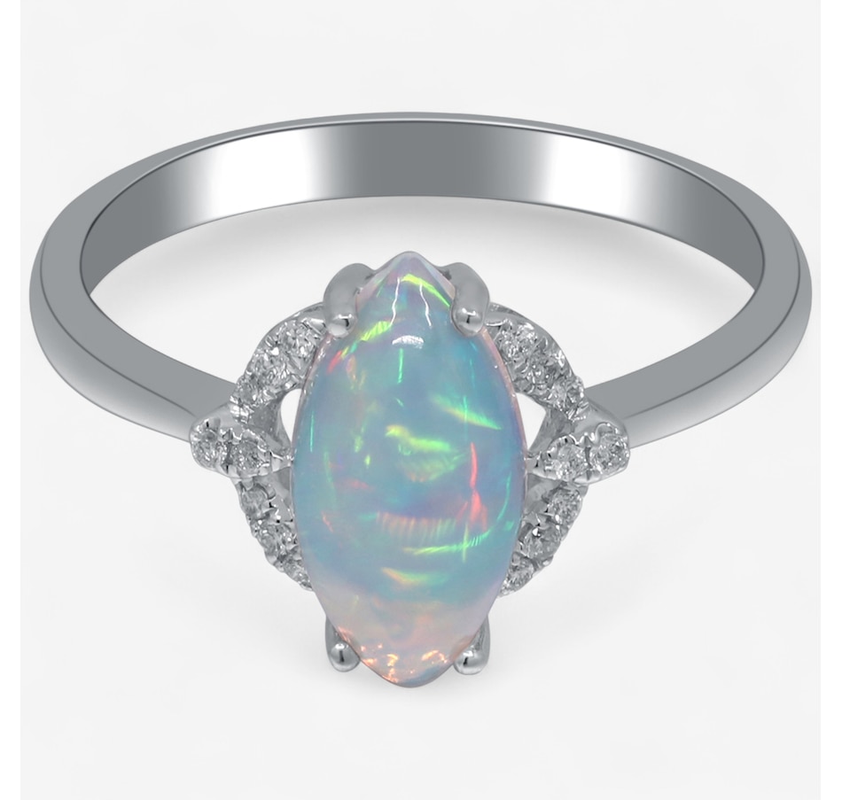 Image 747496.jpg, Product 747-496 / Price $749.99, 10K White Gold Marquise Shape Ethiopian Opal & Diamond Ring from The Vault on TSC.ca's Jewellery department
