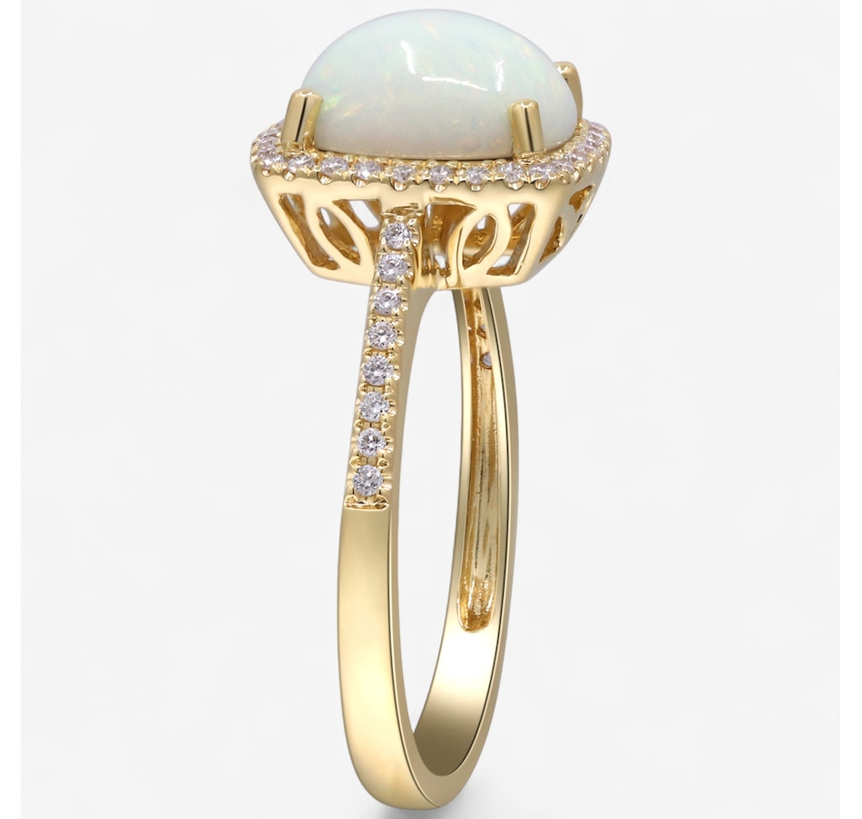 Image 747498_ALTMORE1.jpg, Product 747-498 / Price $949.99, 10K Yellow Gold Ethiopian Opal & Diamond Halo Ring from The Vault on TSC.ca's Jewellery department