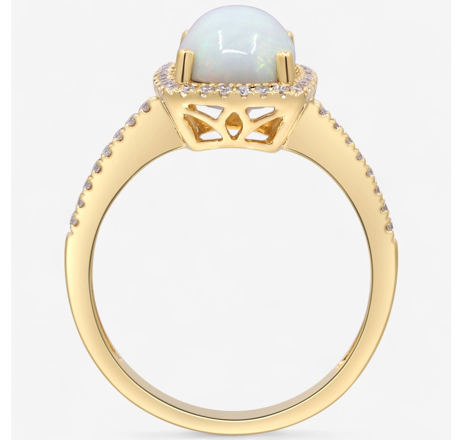 Image 747498_ALTMORE2.jpg, Product 747-498 / Price $949.99, 10K Yellow Gold Ethiopian Opal & Diamond Halo Ring from The Vault on TSC.ca's Jewellery department