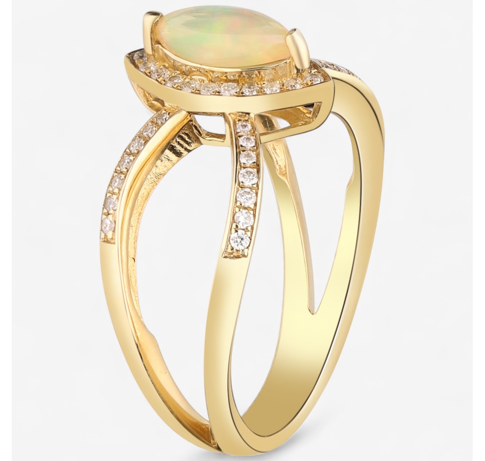 Image 747503_ALTMORE1.jpg, Product 747-503 / Price $1,129.99, 10K Yellow Gold Marquise Shape Ethiopian Opal & Diamond Ring from The Vault on TSC.ca's Jewellery department