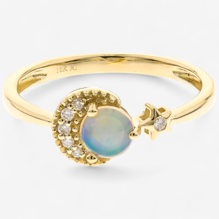 Image 747509.jpg, Product 747-509 / Price $579.99, 10K Yellow Gold Round Shape Ethiopian Opal & Diamond Ring from The Vault on TSC.ca's Jewellery department