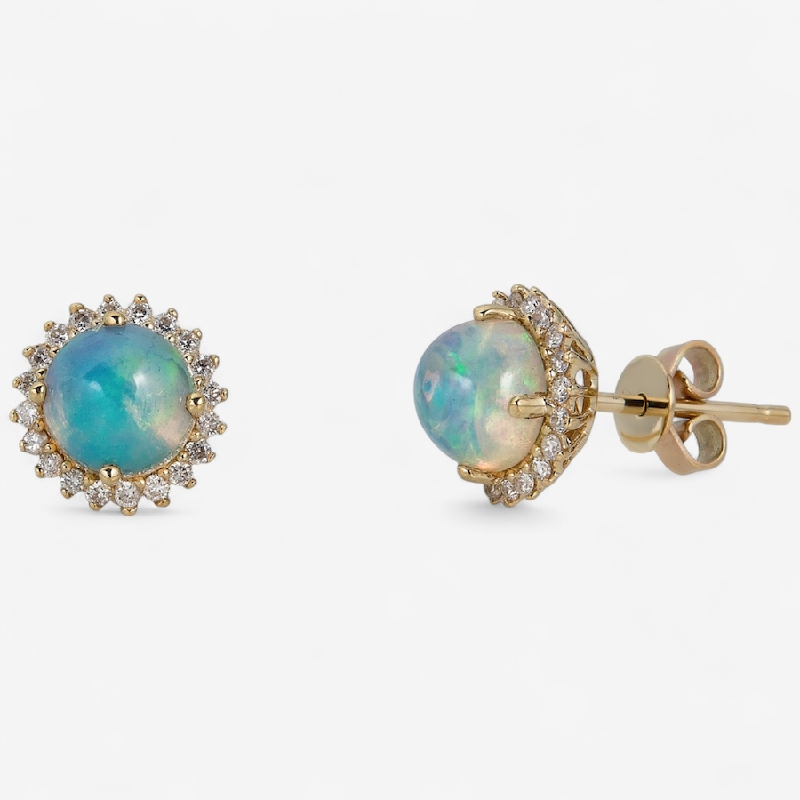 Image 747514_ALTMORE1.jpg, Product 747-514 / Price $949.99, 10K Yellow Gold Round Shape Ethiopian Opal & Diamond Stud Earring from The Vault on TSC.ca's Jewellery department