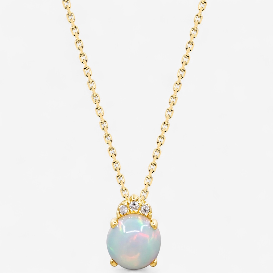 Image 747519.jpg, Product 747-519 / Price $599.99, 10K Yellow Gold Round Shape Ethiopian Opal & Diamond Pendant with Chain from The Vault on TSC.ca's Jewellery department
