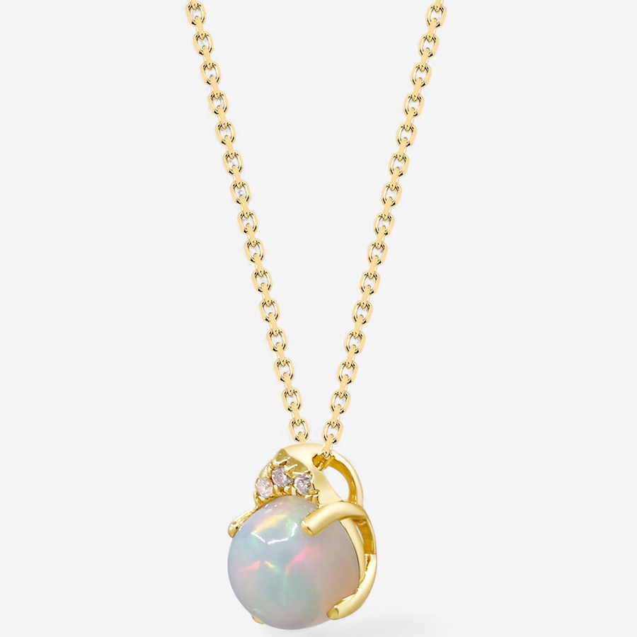 Image 747519_ALTMORE2.jpg, Product 747-519 / Price $599.99, 10K Yellow Gold Round Shape Ethiopian Opal & Diamond Pendant with Chain from The Vault on TSC.ca's Jewellery department