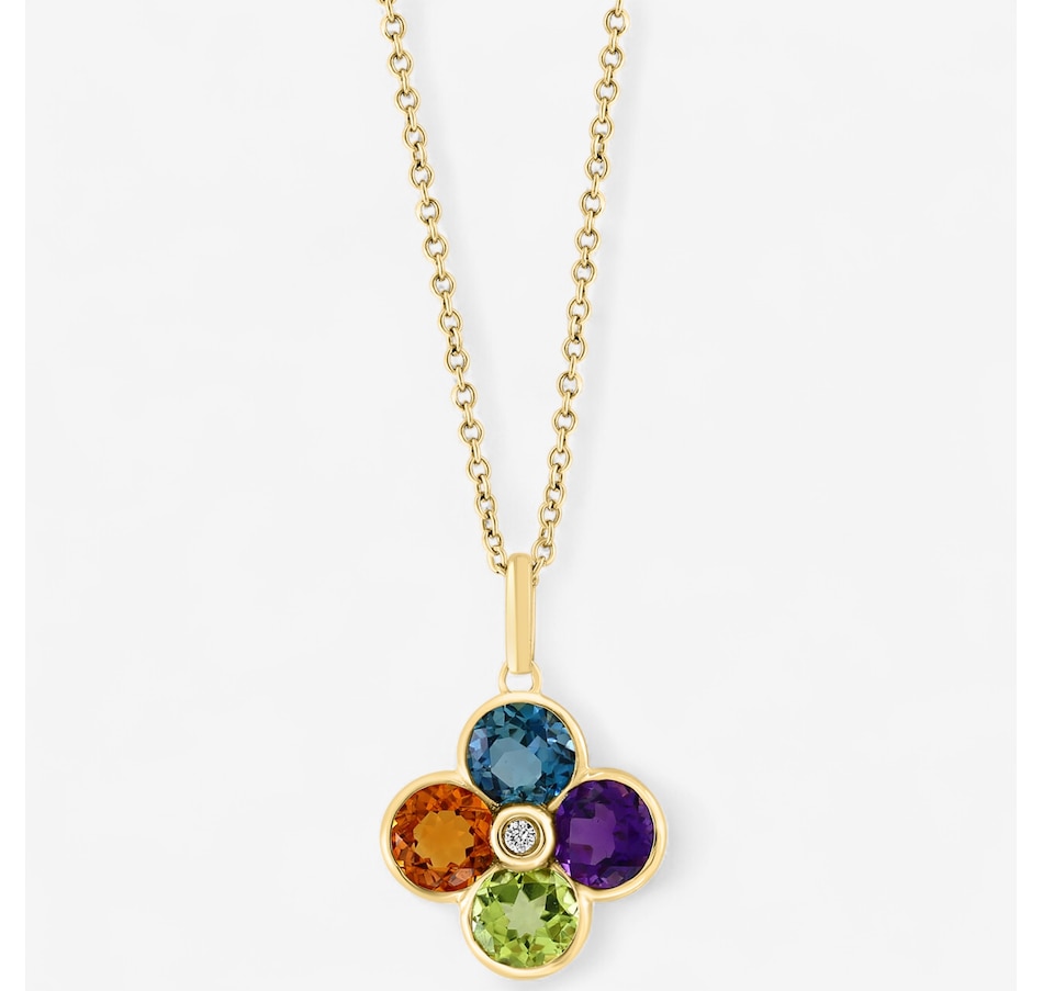 Image 747524_ALTMORE1.jpg, Product 747-524 / Price $1,699.99, EFFY 14K Yellow Gold Multi Gemstone and Diamond Flower Pendant with Chain from Effy Jewellery on TSC.ca's Jewellery department
