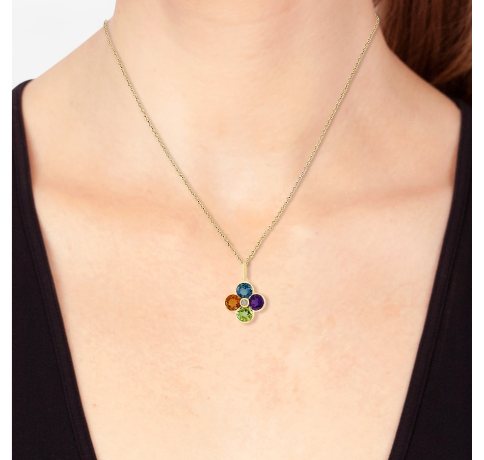 Image 747524_ALTMORE2.jpg, Product 747-524 / Price $1,699.99, EFFY 14K Yellow Gold Multi Gemstone and Diamond Flower Pendant with Chain from Effy Jewellery on TSC.ca's Jewellery department