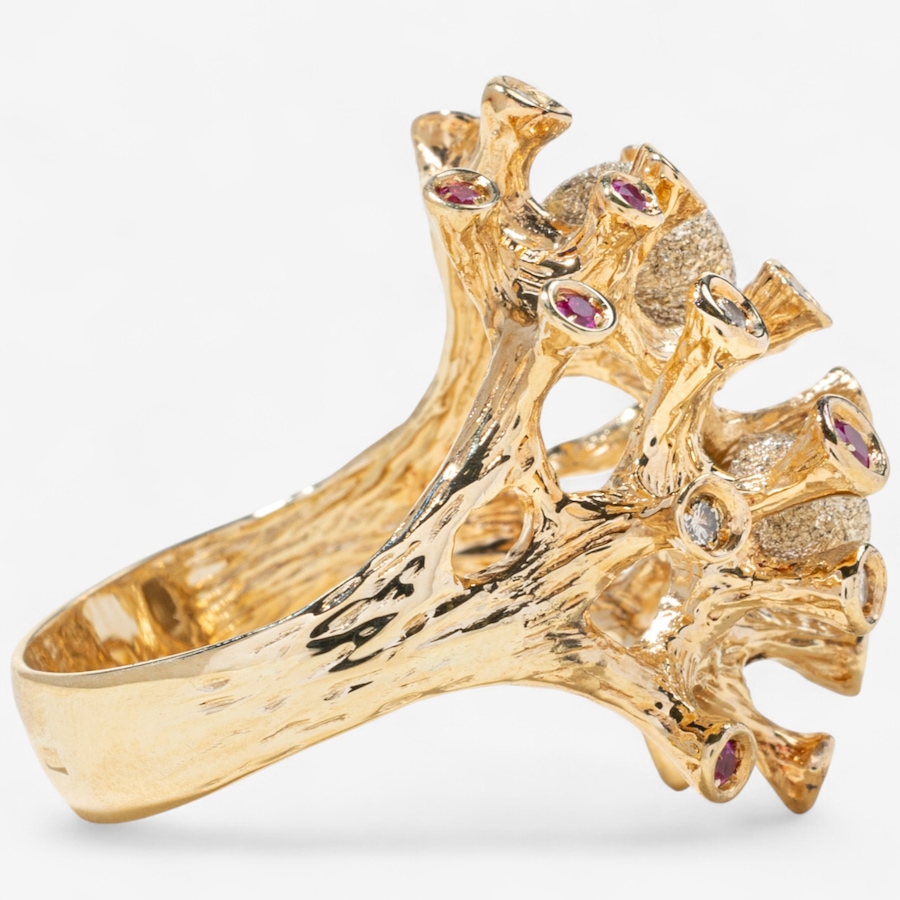 Image 747600_ALTMORE2.jpg, Product 747-600 / Price $4,295.00, Estate Originals 14K Yellow and White Gold Organically Designed Ruby, Diamond and Freshwater Pearl Ring from Estate Originals on TSC.ca's Jewellery department