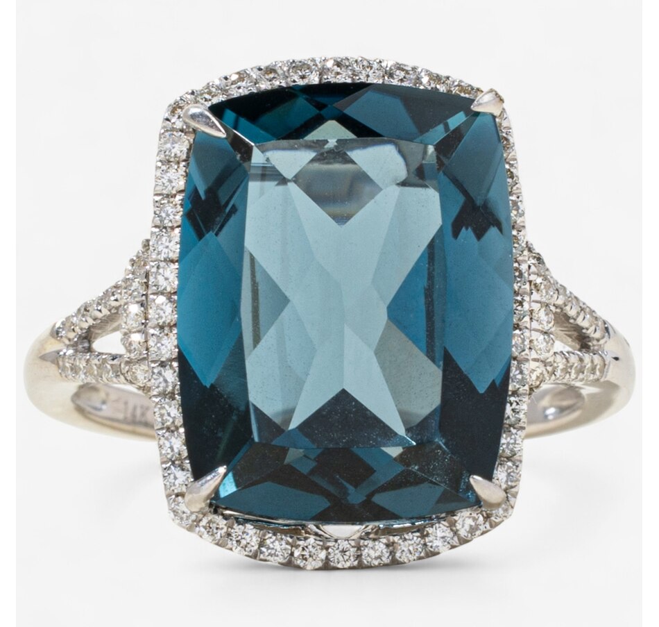 Image 747618.jpg, Product 747-618 / Price $2,495.00, Estate Originals 14K White Gold 11.48-Carat Blue Topaz and Diamond Ring from Estate Originals on TSC.ca's Jewellery department