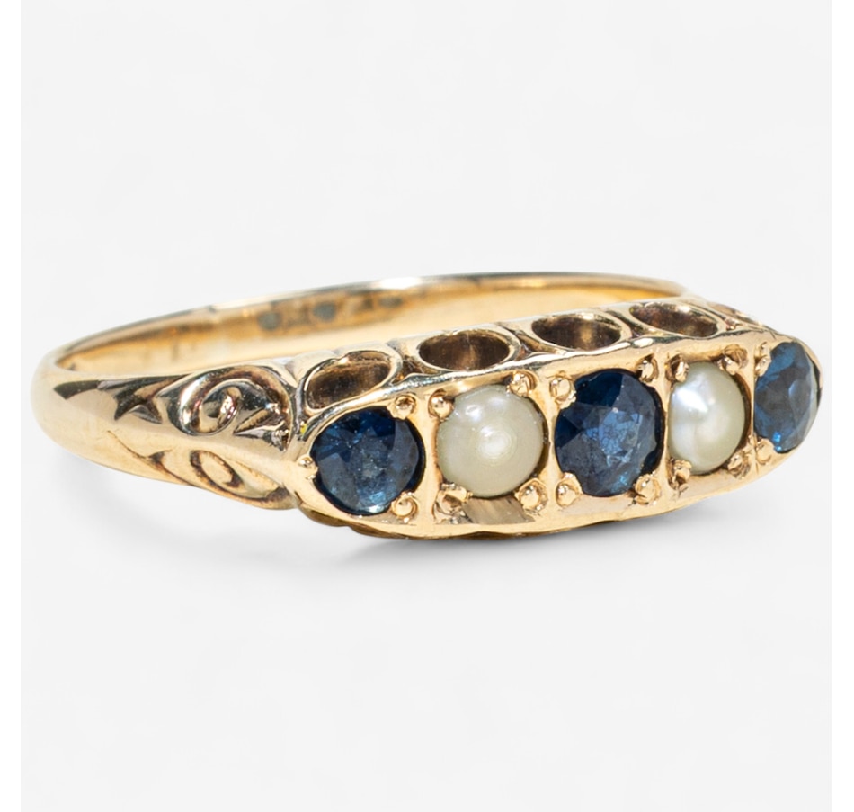 Image 747631_ALTMORE1.jpg, Product 747-631 / Price $1,095.00, Estate Originals 14K Yellow Gold Sapphire and Seed Pearl Five-Across Ring from Estate Originals on TSC.ca's Jewellery department