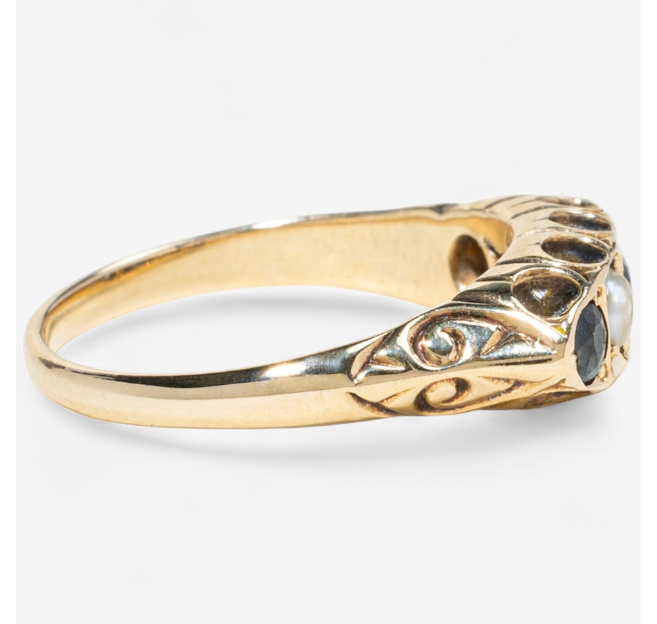 Image 747631_ALTMORE2.jpg, Product 747-631 / Price $1,095.00, Estate Originals 14K Yellow Gold Sapphire and Seed Pearl Five-Across Ring from Estate Originals on TSC.ca's Jewellery department