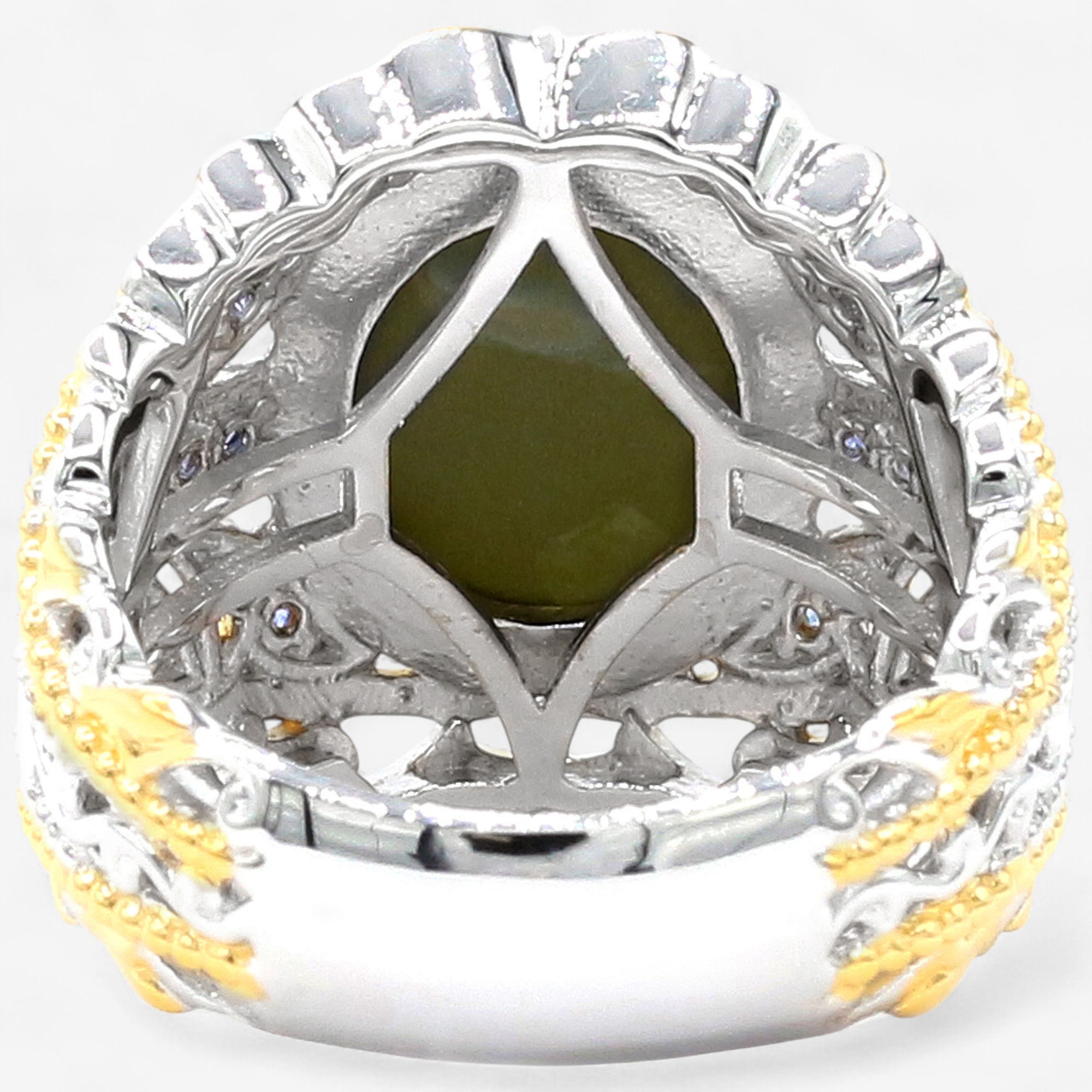 Gems En Vogue Palladium Silver Australian Opal Triplet & Gems Ring