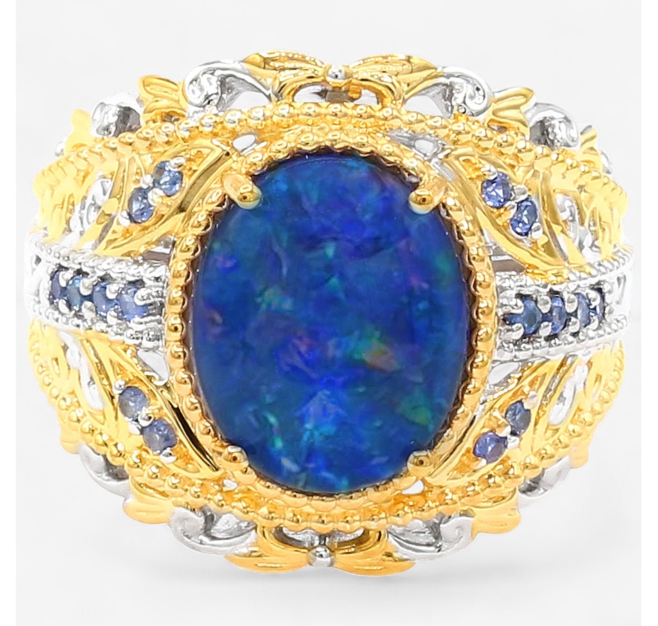 Image 747667_BSA.jpg, Product 747-667 / Price $489.99, Gems En Vogue Palladium Silver Australian Opal Triplet & Gems Ring from Gems En Vogue on TSC.ca's Jewellery department