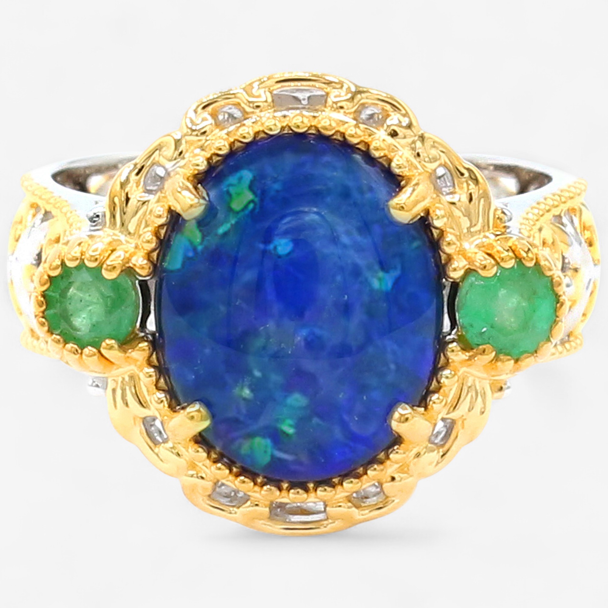 Amazing jewelry様 Gems En Vogue Palladium Silver Australian Opal Triplet & Gems Ring