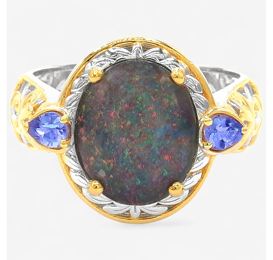 Image 747667_TAN.jpg, Product 747-667 / Price $489.99, Gems En Vogue Palladium Silver Australian Opal Triplet & Gems Ring from Gems En Vogue on TSC.ca's Jewellery department