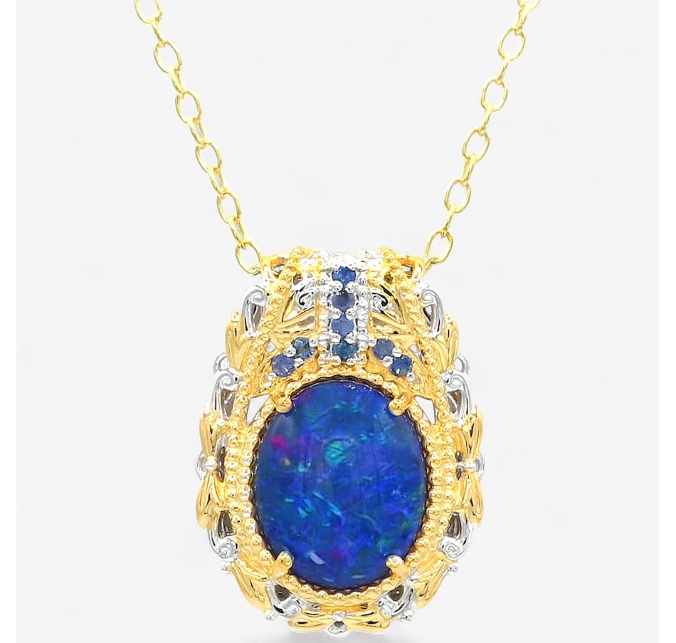 Image 747668_ALTMORE3.jpg, Product 747-668 / Price $489.99, Gems En Vogue Palladium Silver Australian Opal Triplet & Gems Pendant With Chain from Gems En Vogue on TSC.ca's Jewellery department