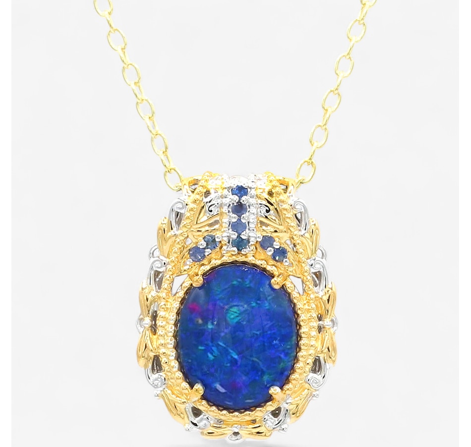 Image 747668_BSA.jpg, Product 747-668 / Price $489.99, Gems En Vogue Palladium Silver Australian Opal Triplet & Gems Pendant With Chain from Gems En Vogue on TSC.ca's Jewellery department