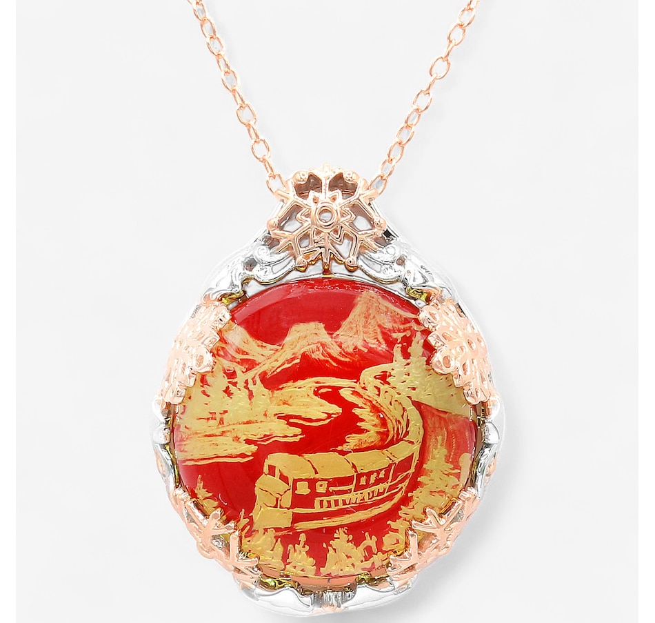 Image 747669_RED.jpg, Product 747-669 / Price $469.99, Gems En Vogue Palladium Silver Carved Amber Pendant With Chain from Gems En Vogue on TSC.ca's Jewellery department