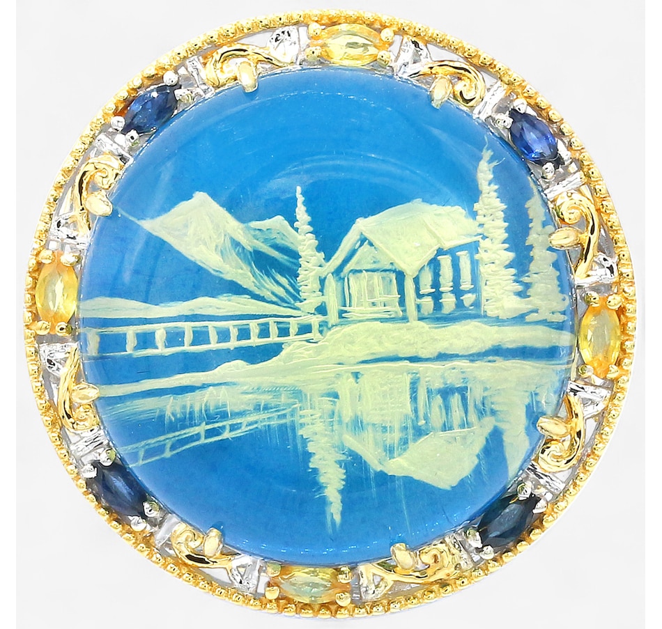 Image 747670.jpg, Product 747-670 / Price $469.99, Gems En Vogue Palladium Silver Carved Winter At Emerald Lake Blue Amber Ring from Gems En Vogue on TSC.ca's Jewellery department