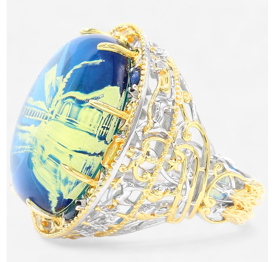 Image 747670_ALTMORE1.jpg, Product 747-670 / Price $469.99, Gems En Vogue Palladium Silver Carved Winter At Emerald Lake Blue Amber Ring from Gems En Vogue on TSC.ca's Jewellery department
