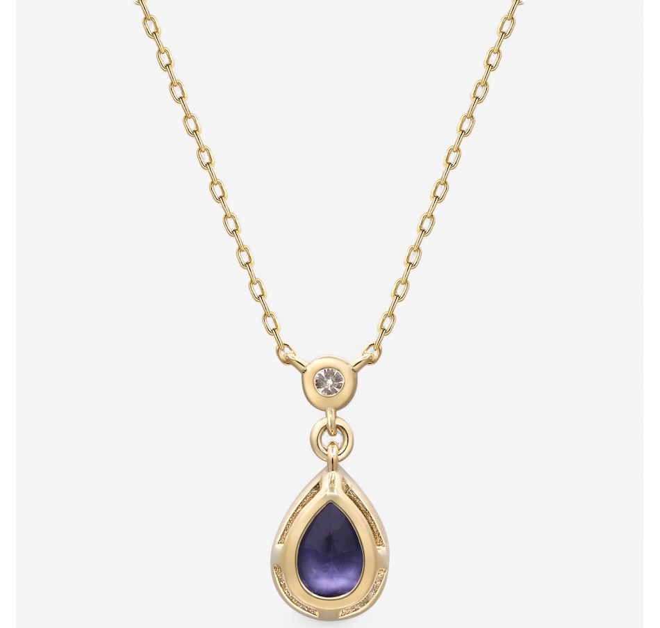 Image 747707_ALTMORE2.jpg, Product 747-707 / Price $549.99, 10K Yellow Gold Pear-Shaped Tanzanite and Diamond Pendant with Chain from The Vault on TSC.ca's Jewellery department