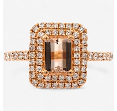 14K Rose Gold Morganite and Diamond Ring