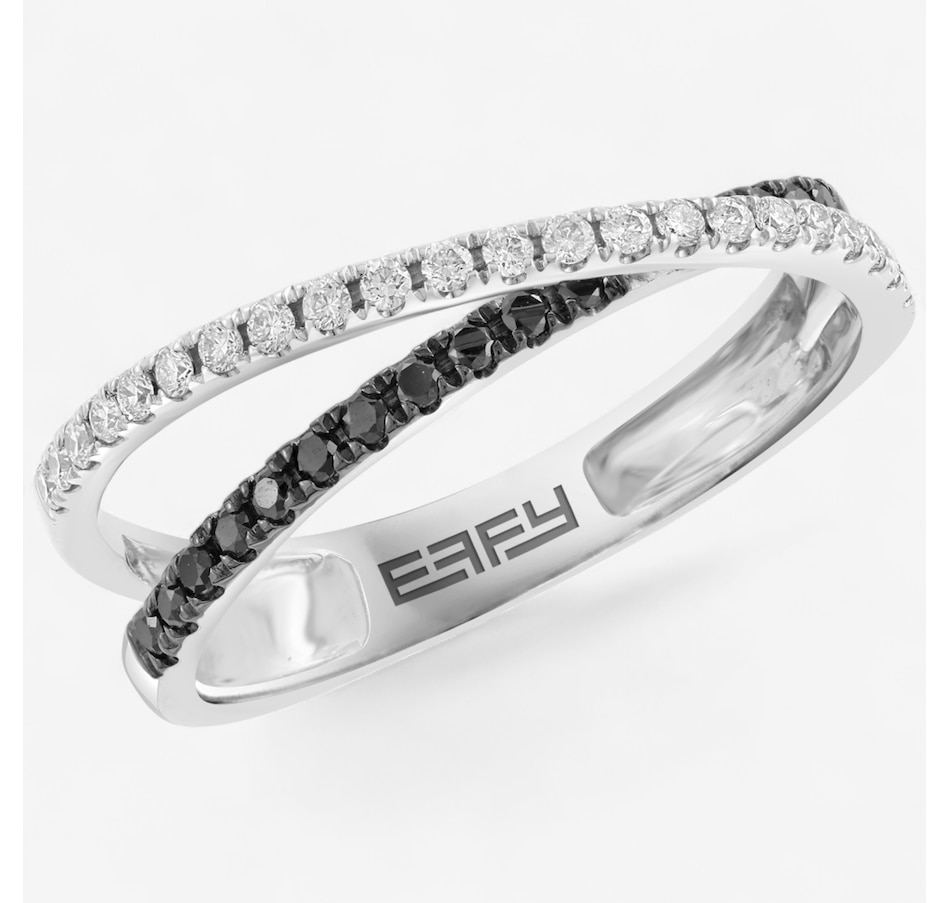 Image 747727.jpg, Product 747-727 / Price $1,749.99, EFFY 14K White Gold Black and White Diamond Crossover Ring from Effy Jewellery on TSC.ca's Jewellery department