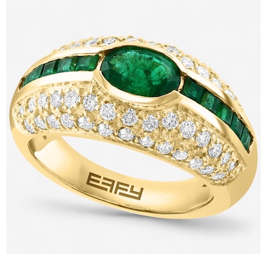 EFFY 14K Yellow Gold Emerald and Diamond Ring