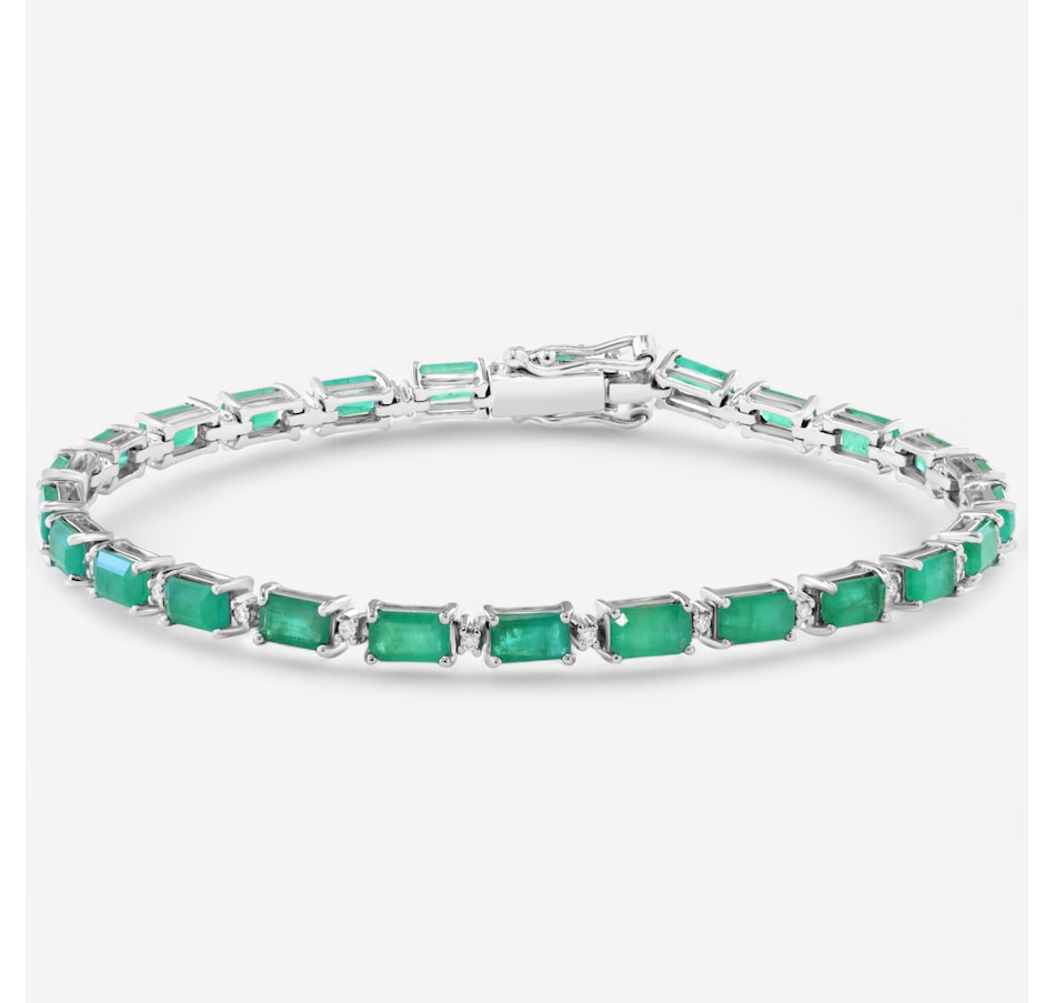EFFY 14K White Gold Emerald and Diamond Bracelet
