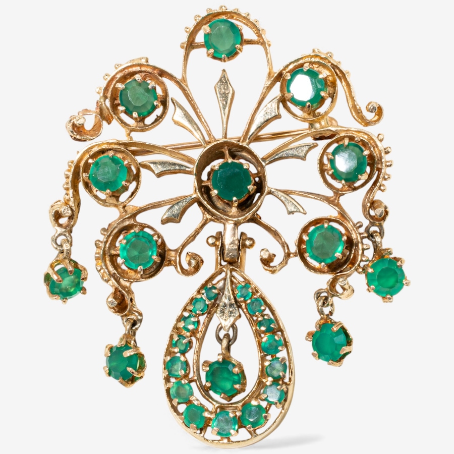 Image 747851.jpg, Product 747-851 / Price $4,395.00, Estate Originals 14K Yellow Gold Green Chalcedony Brooch from Estate Originals on TSC.ca's Jewellery department