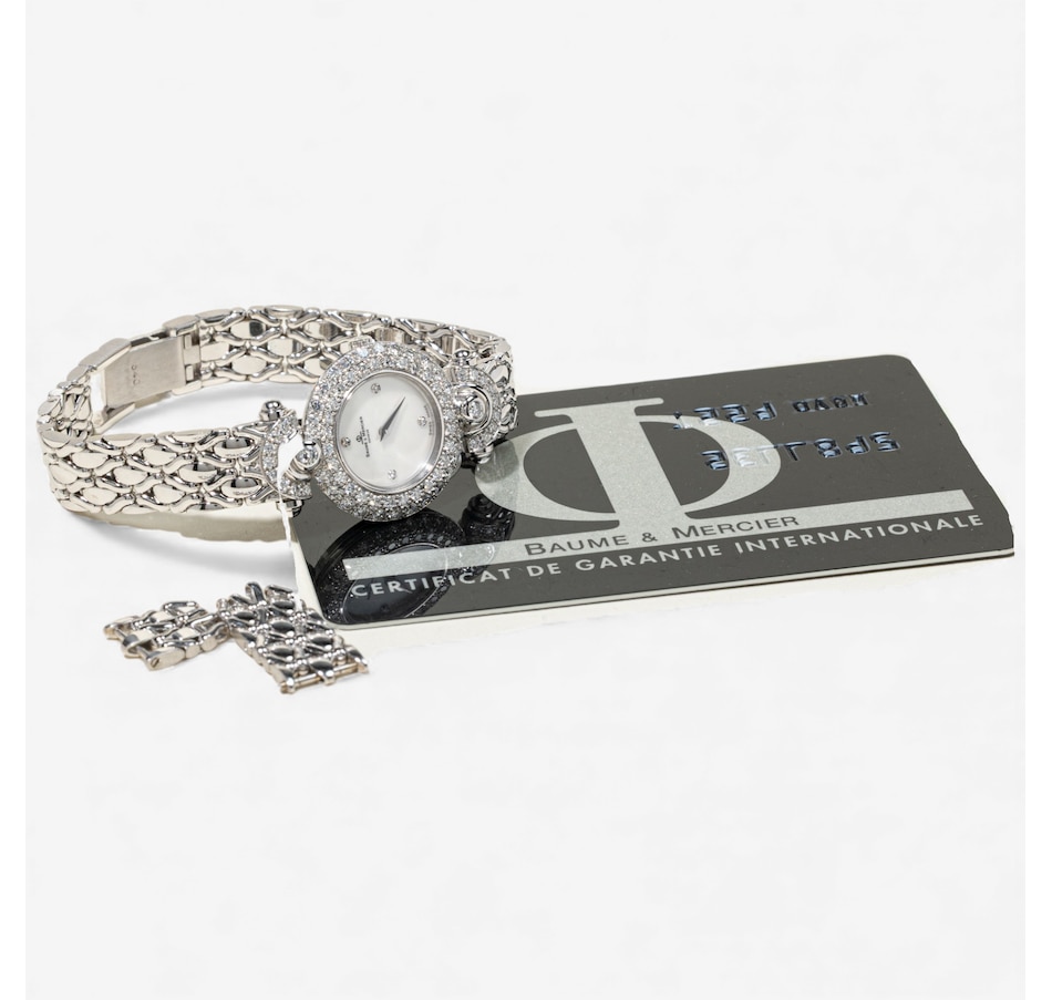 Image 747866_ALTMORE5.jpg, Product 747-866 / Price $12,995.00, Estate Originals 18K White Gold Baume and Mercier Watch with Mother-of-Pearl Dial and Diamonds from Estate Originals on TSC.ca's Jewellery department