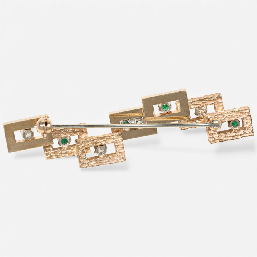Image 747867_ALTMORE1.jpg, Product 747-867 / Price $2,295.00, Estate Originals 14K Rose and White Gold Emerald and Diamond Geometric Brooch from Estate Originals on TSC.ca's Jewellery department