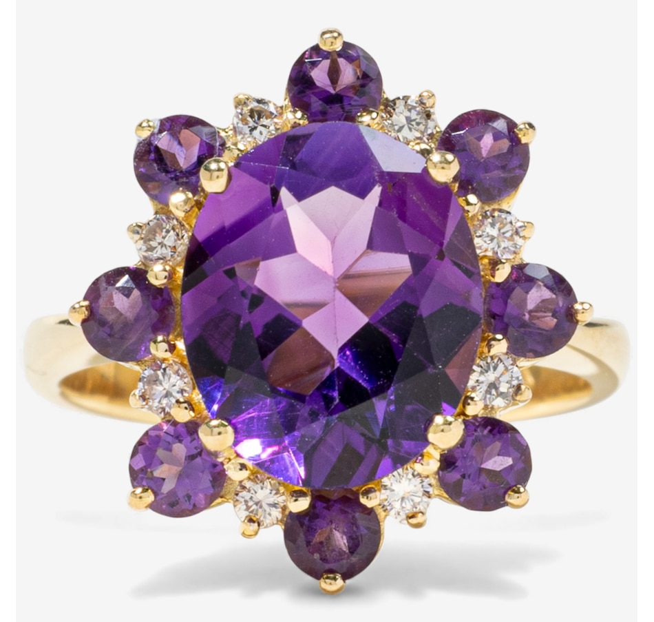 Image 747897.jpg, Product 747-897 / Price $2,995.00, Estate Originals 18K Yellow Gold Amethyst and Diamond Cluster Ring from Estate Originals on TSC.ca's Jewellery department
