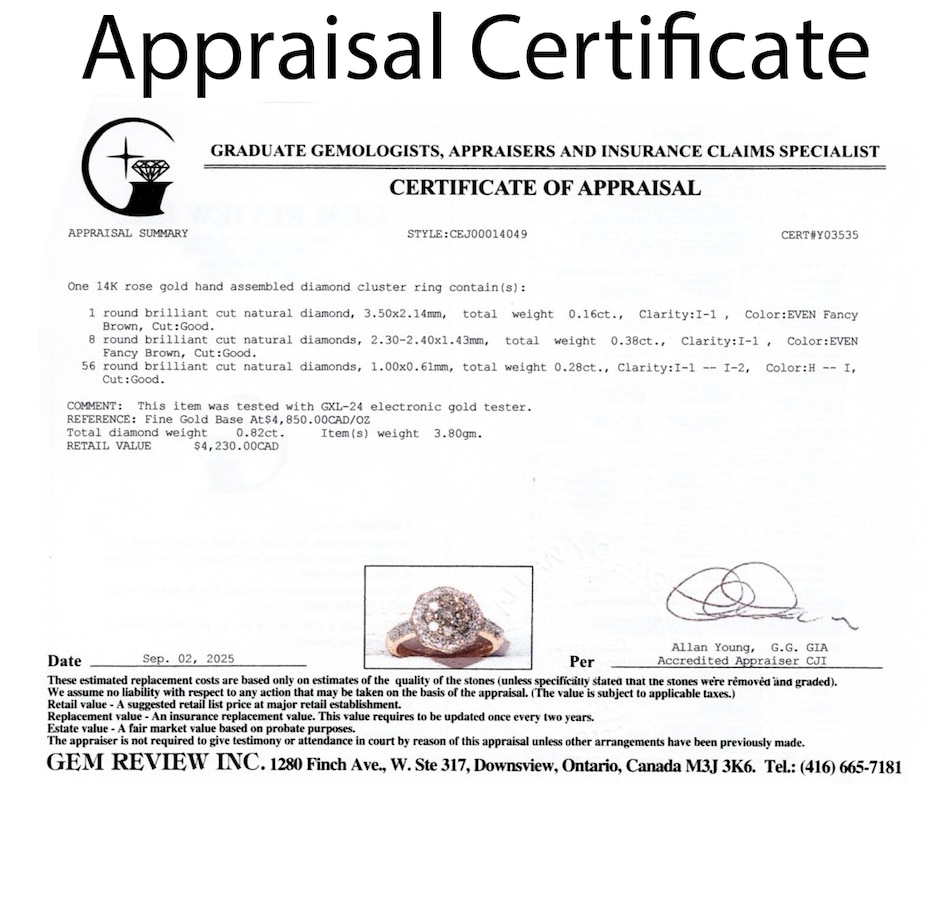 Image 747908_ALTMORE4.jpg, Product 747-908 / Price $1,995.00, Estate Originals 14K Rose Gold Fancy Champagne and White Diamond Halo Ring from Estate Originals on TSC.ca's Jewellery department