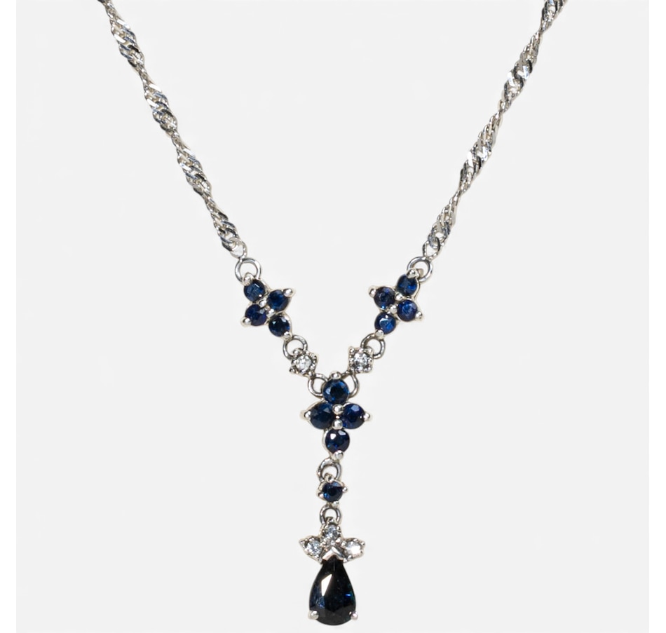Image 747921.jpg, Product 747-921 / Price $875.00, Estate Originals 10K White Gold Sapphire and Diamond Pear-Shaped Drop Necklace from Estate Originals on TSC.ca's Jewellery department