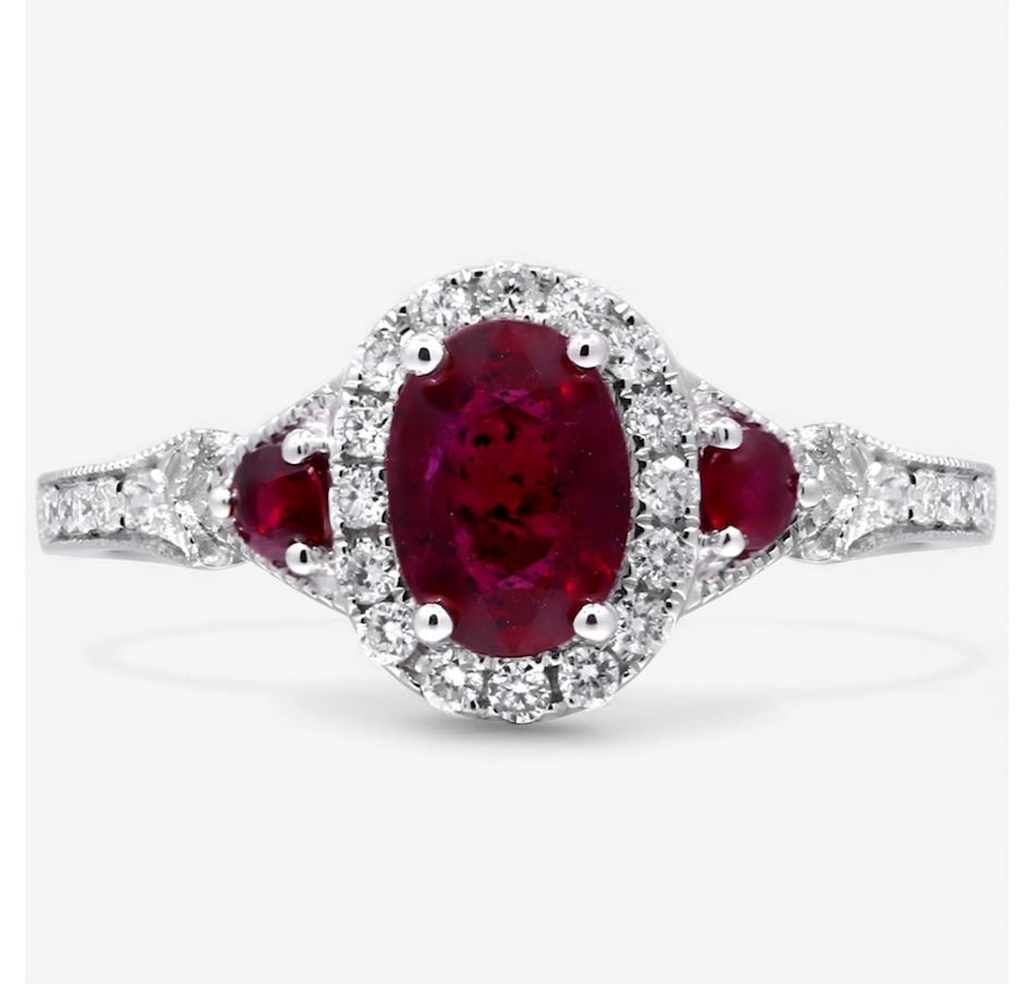 Image 747923.jpg, Product 747-923 / Price $1,999.99, 14K White Gold Ruby and Diamond Halo Ring from The Vault on TSC.ca's Jewellery department