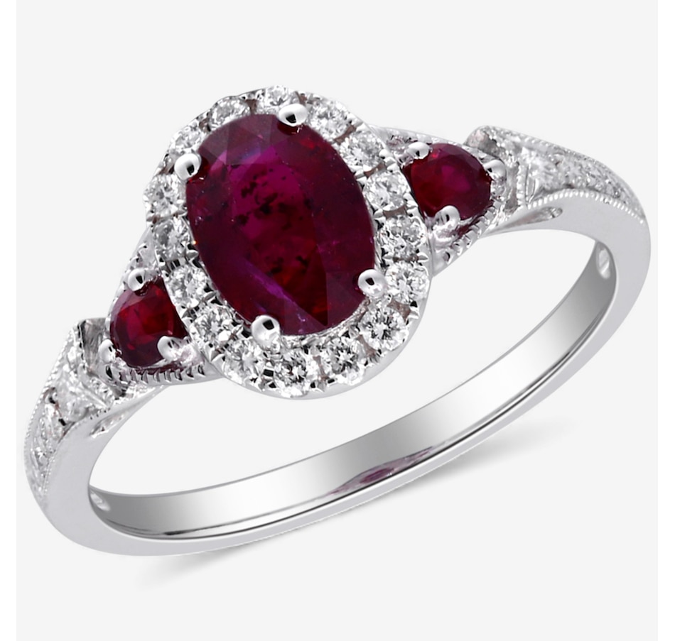 Image 747923_ALTMORE3.jpg, Product 747-923 / Price $1,999.99, 14K White Gold Ruby and Diamond Halo Ring from The Vault on TSC.ca's Jewellery department