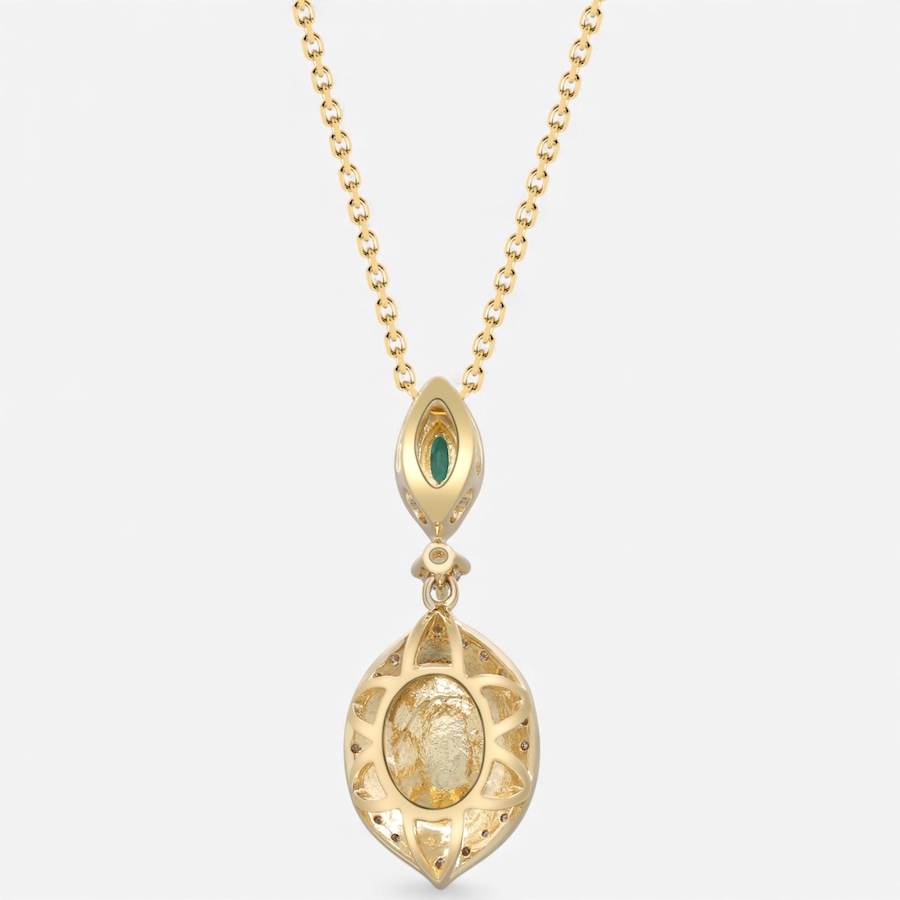 Image 747941_ALTMORE2.jpg, Product 747-941 / Price $1,449.99, 10K Yellow Gold Ethiopian Opal, Emerald and Diamond Pendant with Chain from The Vault on TSC.ca's Jewellery department