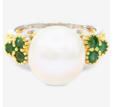  Gems En Vogue Palladium Silver Edison White Pearl &amp; Gems Ring