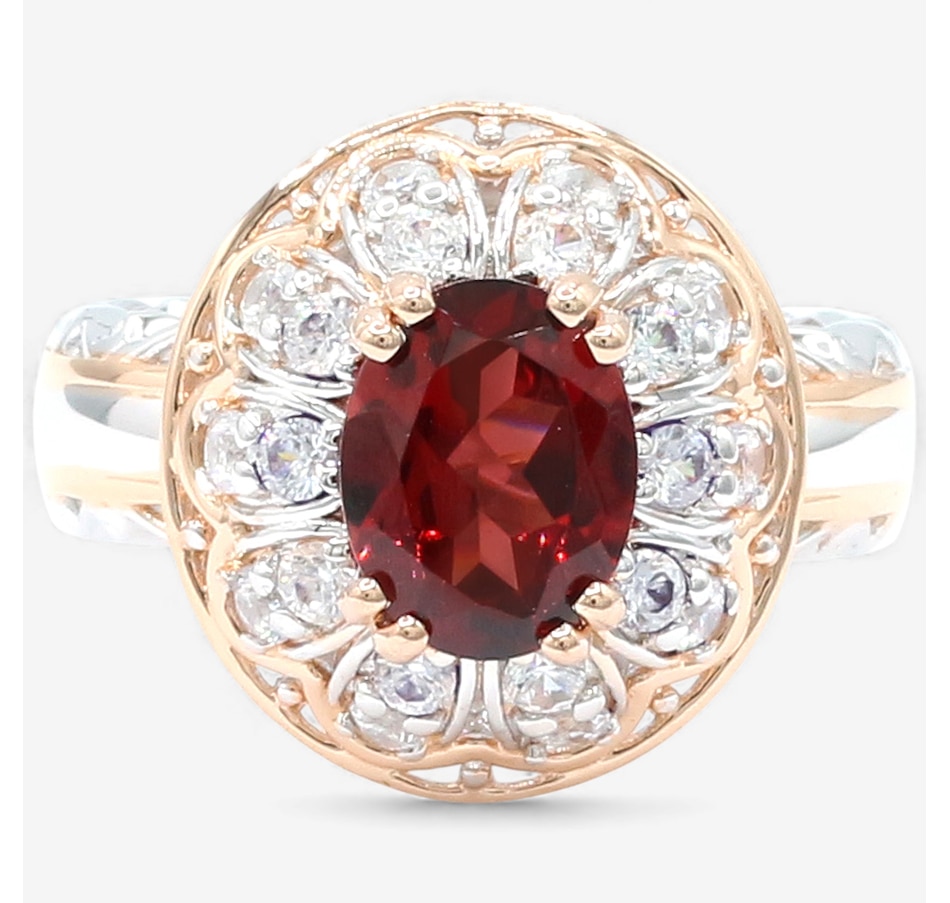 Image 747952.jpg, Product 747-952 / Price $339.99, Gems En Vogue Palladium Silver Idaho Garnet & White Zircon Halo Ring from Gems En Vogue on TSC.ca's Jewellery department