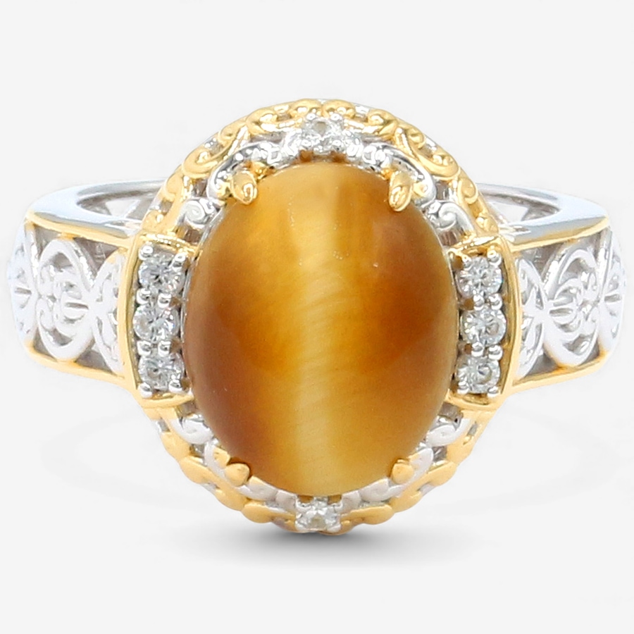 Image 748120.jpg, Product 748-120 / Price $289.99, Gems en Vogue Palladium Silver Cat's Eye Quartz and White Zircon Ring from Gems En Vogue on TSC.ca's Jewellery department
