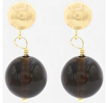 Gems en Vogue Palladium Silver Smoky Quartz Drop Stud Earrings